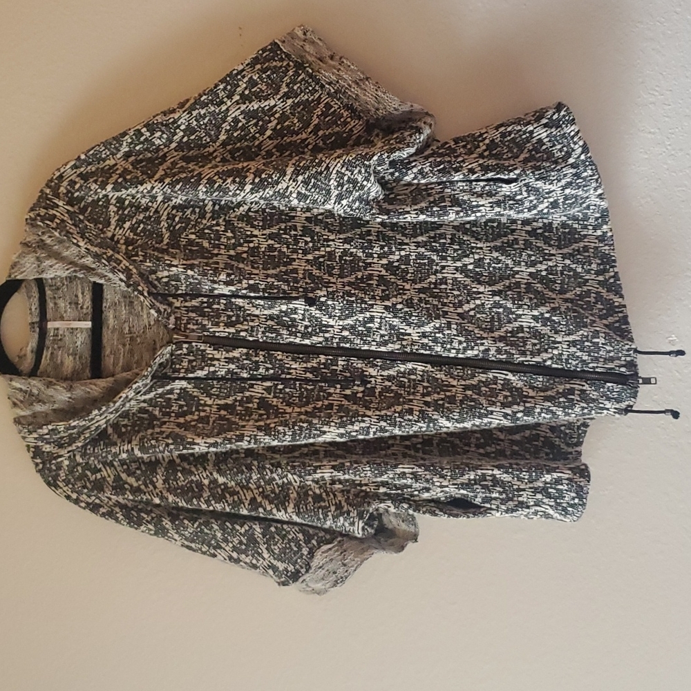 Free People graphic zip nubby cardigan hoodie Medium
